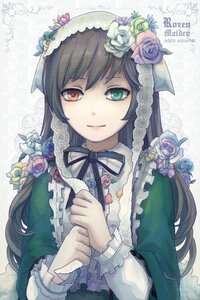 Rating: Safe Score: 0 Tags: 1girl absurdres aoiakamaou bangs black_neckwear black_ribbon blue_flower blue_rose bonnet brown_hair commentary_request copyright_name dress flower frills green_dress green_eyes hair_flower hair_ornament heterochromia highres image lace lace-trimmed_ribbon lace_trim long_hair long_sleeves neck_ribbon pink_flower pink_rose purple_rose red_eyes ribbon rose rozen_maiden smile solo suiseiseki white_flower white_rose yellow_rose User: admin