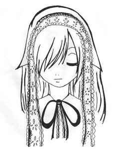 Rating: Safe Score: 0 Tags: 1girl chain closed_eyes closed_mouth greyscale hair_over_one_eye image long_hair monochrome ribbon simple_background solo suiseiseki white_background User: admin