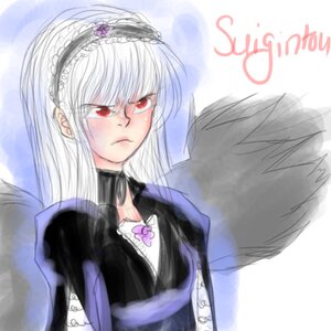 Rating: Safe Score: 0 Tags: 1boy 1girl blush dress frills hairband image long_hair long_sleeves red_eyes simple_background solo suigintou upper_body white_background User: admin