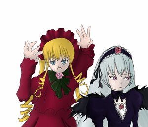 Rating: Safe Score: 0 Tags: 2girls blonde_hair blue_eyes bonnet bow bowtie dress drill_hair flower hairband image long_hair long_sleeves multiple_girls pair red_dress rose shinku silver_hair simple_background suigintou twin_drills twintails white_background wings User: admin