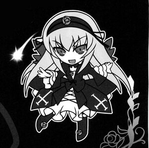 Rating: Safe Score: 0 Tags: 1girl :d black_background chibi dress full_body greyscale hairband image long_hair long_sleeves looking_at_viewer monochrome open_mouth smile solo suigintou very_long_hair User: admin