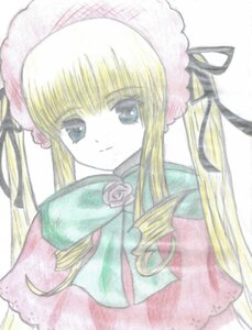 Rating: Safe Score: 0 Tags: 1girl bangs blonde_hair blue_eyes blurry bonnet depth_of_field dress drill_hair flower image long_hair long_sleeves looking_at_viewer photo pink_flower pink_rose rose shinku simple_background smile solo twintails upper_body white_background User: admin