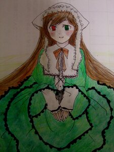 Rating: Safe Score: 0 Tags: 1girl blush brown_hair dress frills green_dress green_eyes heterochromia image long_hair long_sleeves looking_at_viewer red_eyes simple_background solo suiseiseki v_arms very_long_hair User: admin