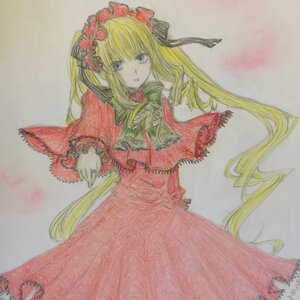 Rating: Safe Score: 0 Tags: 1girl blonde_hair blue_eyes bonnet bow bowtie capelet dress flower image long_hair long_sleeves looking_at_viewer marker_(medium) millipen_(medium) mosaic_censoring photo red_capelet red_dress rose shinku simple_background solo traditional_media twintails User: admin