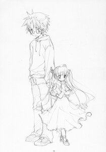 Rating: Safe Score: 0 Tags: 1boy 1girl dress full_body glasses greyscale image long_hair long_sleeves looking_at_viewer monochrome open_mouth shinku solo standing very_long_hair User: admin