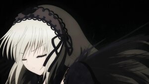 Rating: Safe Score: 0 Tags: 1girl black_background black_dress black_ribbon black_wings closed_eyes closed_mouth dress hairband image long_hair ribbon silver_hair simple_background solo suigintou wings User: admin