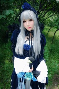 Rating: Safe Score: 0 Tags: 1girl bangs dress flower gothic_lolita grass hairband lips lolita_fashion long_hair looking_at_viewer red_eyes solo suigintou tree User: admin