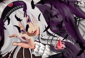 Rating: Safe Score: 0 Tags: 1girl bat feathers hairband image lips long_hair looking_at_viewer purple_eyes signature silver_hair solo suigintou User: admin