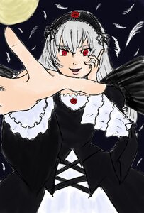 Rating: Safe Score: 0 Tags: 1girl black_dress black_wings dress feathers flower frills full_moon hairband image long_hair long_sleeves looking_at_viewer moon red_eyes rose silver_hair smile solo suigintou wings User: admin