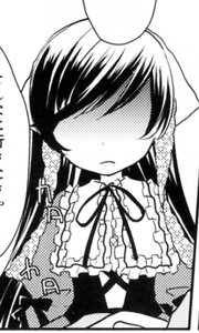 Rating: Safe Score: 0 Tags: 1girl blush dress frills greyscale hair_over_eyes image long_hair monochrome no_eyes ribbon simple_background solo suiseiseki upper_body User: admin