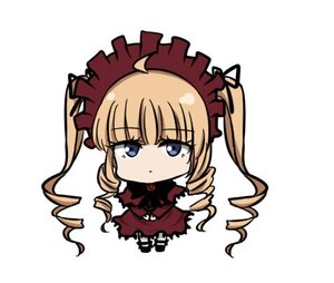 Rating: Safe Score: 0 Tags: 1girl :< blue_eyes blush chibi dress drill_hair image long_hair shinku simple_background solo striped twin_drills white_background User: admin