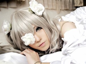 Rating: Safe Score: 0 Tags: 1girl blurry flower hair_flower hair_ornament kirakishou lily_(flower) lips looking_at_viewer lying solo white_flower white_hair white_rose User: admin