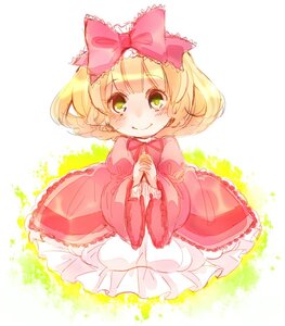 Rating: Safe Score: 0 Tags: 1girl blonde_hair blush bow dress frills green_eyes hair_bow hands_clasped hina_ichigo hinaichigo image long_sleeves looking_at_viewer own_hands_together pink_bow short_hair smile solo striped User: admin