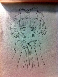 Rating: Safe Score: 0 Tags: 1girl bow eyebrows_visible_through_hair graphite_(medium) hair_bow hinaichigo image kagiyama_hina looking_at_viewer monochrome short_hair smile solo traditional_media upper_body User: admin