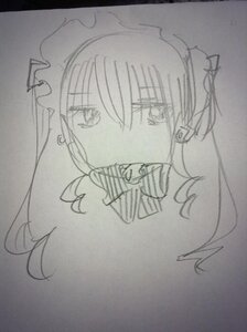Rating: Safe Score: 0 Tags: 1girl earrings face graphite_(medium) greyscale image jewelry long_hair looking_at_viewer monochrome photo portrait shinku simple_background sketch solo traditional_media twintails User: admin