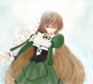 Rating: Safe Score: 0 Tags: 1girl auto_tagged brown_hair dress frills green_dress green_eyes heterochromia image long_hair long_sleeves looking_at_viewer red_eyes smile solo suiseiseki very_long_hair User: admin