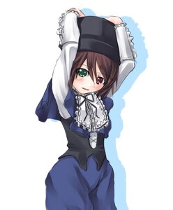 Rating: Safe Score: 0 Tags: 1girl :d arms_up asa_(swallowtail) blush brown_hair collar cowering dress frilled_shirt_collar frills green_eyes hat heterochromia image long_sleeves looking_at_viewer open_mouth photoshop_(medium) red_eyes rozen_maiden short_hair simple_background smile solo souseiseki suiseiseki top_hat white_background User: admin