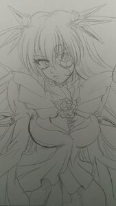 Rating: Safe Score: 0 Tags: 1girl barasuishou breasts cleavage flower hair_ornament image large_breasts lineart long_hair monochrome rose solo traditional_media User: admin