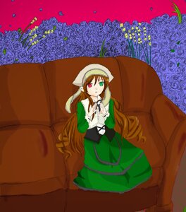 Rating: Safe Score: 0 Tags: 1girl blue_flower blue_rose brown_hair couch dress drill_hair flower green_dress green_eyes heterochromia image long_hair long_sleeves looking_at_viewer red_eyes rose solo suiseiseki twintails very_long_hair User: admin