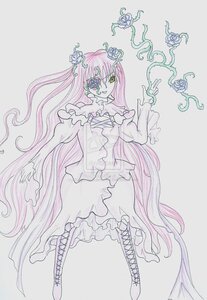 Rating: Safe Score: 0 Tags: 1girl boots cross-laced_footwear dress flower frills hair_ornament image kirakishou knee_boots long_hair long_sleeves pink_hair rose solo traditional_media very_long_hair yellow_eyes User: admin