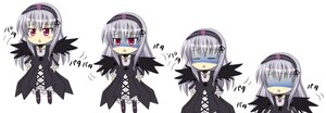 Rating: Safe Score: 0 Tags: 1girl black_wings chibi detached_collar dress flower hairband image long_hair long_sleeves looking_at_viewer multiple_views open_mouth simple_background solo suigintou white_background wings User: admin
