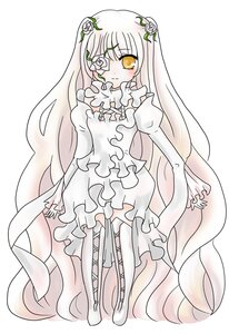 Rating: Safe Score: 0 Tags: 1girl blush boots dress eyepatch flower frills full_body hair_flower image kirakishou long_hair long_sleeves rose solo thigh_boots thighhighs very_long_hair white_background white_footwear white_hair yellow_eyes User: admin