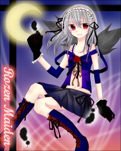 Rating: Safe Score: 0 Tags: 1girl boots crescent_moon cross-laced_footwear flower full_moon gloves hairband image knee_boots midriff moon red_eyes rose silver_hair skirt solo suigintou wings User: admin