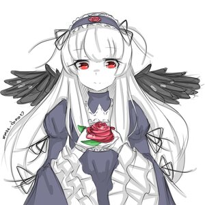 Rating: Safe Score: 0 Tags: 1girl bangs black_dress black_wings closed_mouth dress feathers flower frilled_sleeves frills gothic_lolita hairband image juliet_sleeves lolita_fashion long_hair long_sleeves looking_at_viewer puffy_sleeves red_eyes red_flower red_rose ribbon rose simple_background smile solo suigintou upper_body white_background white_hair wings User: admin