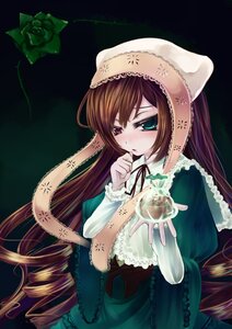 Rating: Safe Score: 0 Tags: 1girl asa_(swallowtail) blush brown_hair chocolate dress drill_hair flower frills green_dress green_eyes hat heterochromia image long_hair long_sleeves looking_at_viewer photoshop_(medium) red_eyes rose rozen_maiden simple_background solo suiseiseki very_long_hair User: admin