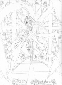 Rating: Safe Score: 0 Tags: 1girl dress flower greyscale hair_ornament image lineart long_hair monochrome rose solo suigintou very_long_hair User: admin