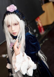 Rating: Safe Score: 0 Tags: 1girl bangs blurry blurry_background blurry_foreground depth_of_field dress flower hair_ornament hairband lips long_hair long_sleeves looking_at_viewer photo red_eyes rose solo suigintou upper_body white_hair User: admin