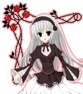 Rating: Safe Score: 0 Tags: 1girl :d black_dress dress flower frills gothic_lolita hairband image juliet_sleeves lolita_fashion lolita_hairband long_hair long_sleeves looking_at_viewer open_mouth puffy_sleeves rose silver_hair solo suigintou User: admin