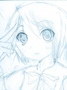 Rating: Safe Score: 0 Tags: 1girl auto_tagged blue_theme blush close-up face image looking_at_viewer monochrome short_hair sketch solo souseiseki traditional_media User: admin