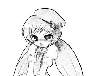 Rating: Safe Score: 0 Tags: 1girl beret blush bow dress greyscale hat image looking_at_viewer monochrome open_mouth puffy_short_sleeves puffy_sleeves short_sleeves simple_background solo suiseiseki upper_body v_arms white_background User: admin