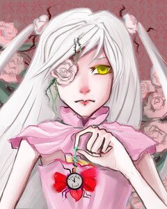 Rating: Safe Score: 0 Tags: 1girl flower hair_ornament image kirakishou long_hair rose solo white_hair yellow_eyes User: admin