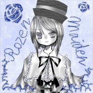 Rating: Safe Score: 0 Tags: 1girl bangs capelet eyebrows_visible_through_hair frills hat image looking_at_viewer monochrome ribbon short_hair solo souseiseki User: admin