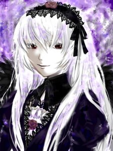 Rating: Safe Score: 0 Tags: 1girl bangs black_ribbon closed_mouth dress flower frills hairband image long_hair looking_at_viewer ribbon rose smile solo suigintou upper_body wings User: admin