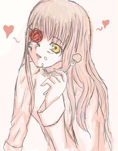 Rating: Safe Score: 0 Tags: 1girl bangs flower heart image kirakishou long_hair long_sleeves one_eye_closed red_flower rose solo spoken_heart striped vertical_stripes yellow_eyes User: admin