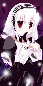 Rating: Safe Score: 0 Tags: 1girl bangs black_dress black_ribbon blush detached_collar dress eyebrows_visible_through_hair feathers frilled_sleeves frills hairband image juliet_sleeves long_hair long_sleeves looking_at_viewer puffy_sleeves red_eyes ribbon smile solo suigintou upper_body wings User: admin