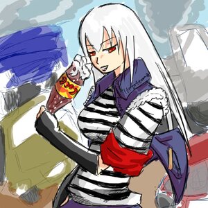 Rating: Safe Score: 0 Tags: 1girl food ice_cream image long_hair oekaki red_eyes solo striped striped_shirt suigintou white_hair User: admin