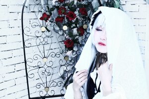 Rating: Safe Score: 0 Tags: 1girl bangs black_neckwear black_ribbon flower lips long_hair nail_polish ribbon rose solo suigintou white_hair User: admin