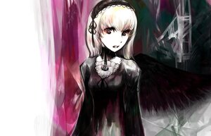 Rating: Safe Score: 0 Tags: 1girl black_dress black_ribbon black_wings detached_collar dress frills hairband image long_hair long_sleeves looking_at_viewer open_mouth ribbon rose solo suigintou wings User: admin