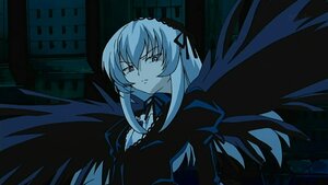 Rating: Safe Score: 0 Tags: 1girl black_ribbon black_wings building dress frilled_sleeves frills hairband half-closed_eyes image long_hair long_sleeves looking_at_viewer night red_eyes ribbon rose silver_hair solo suigintou upper_body very_long_hair wings User: admin
