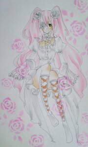 Rating: Safe Score: 0 Tags: 1girl boots dress flower frills hair_flower hair_ornament image kirakishou knee_boots long_hair pink_flower pink_hair pink_rose rose sitting solo traditional_media white_dress white_rose yellow_eyes User: admin