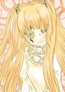 Rating: Safe Score: 0 Tags: 1girl blonde_hair blush dress flower frills green_eyes hair_flower hair_ornament image kirakishou long_hair rose smile solo twintails two_side_up very_long_hair User: admin