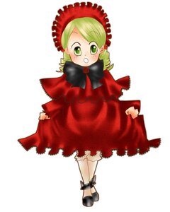 Rating: Safe Score: 0 Tags: 1girl blonde_hair blush bow costume_switch dress full_body green_eyes image kanaria long_hair long_sleeves looking_at_viewer red_dress shinku simple_background solo standing white_background User: admin