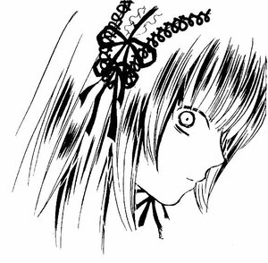 Rating: Safe Score: 0 Tags: 1girl bangs blunt_bangs closed_mouth greyscale image long_hair looking_at_viewer monochrome profile ribbon simple_background solo suigintou white_background User: admin