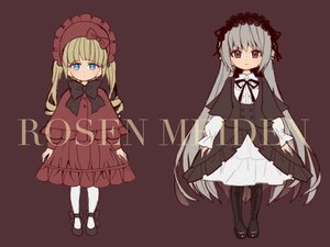 Rating: Safe Score: 0 Tags: 2girls blonde_hair blue_eyes bonnet boots bow capelet dress gothic_lolita hairband image lolita_fashion long_hair long_sleeves multiple_girls pair pantyhose rose shinku silver_hair simple_background smile standing suigintou User: admin