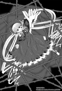 Rating: Safe Score: 0 Tags: 1girl dress fence full_body greyscale image looking_at_viewer monochrome outstretched_arm outstretched_hand shinku smile solo User: admin