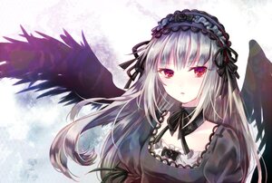 Rating: Safe Score: 0 Tags: 1girl bangs bird_wings black_dress black_ribbon black_wings choker commentary_request detached_collar dress feathered_wings feathers flower frills gothic_lolita hairband image juliet_sleeves lolita_fashion lolita_hairband long_hair long_sleeves looking_at_viewer neck_ribbon puffy_sleeves red_eyes ribbon riichu rose rozen_maiden silver_hair solo suigintou upper_body wings User: admin